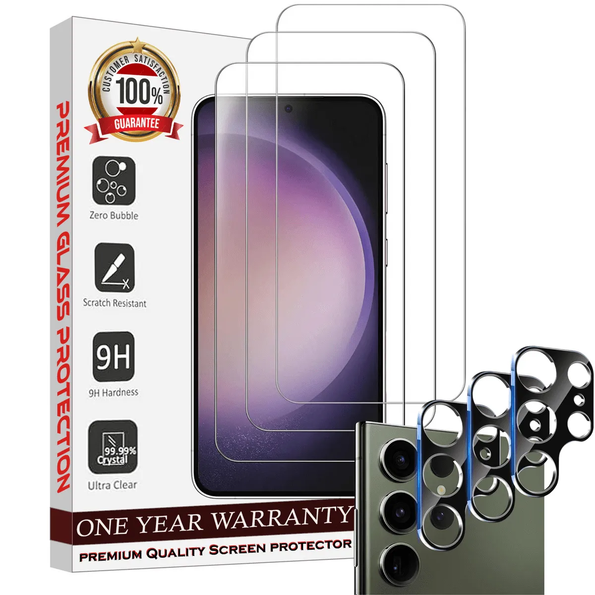 Entronix Case Screen Protector Bundle with Camera Cover for Samsung Galaxy S22 Ultra Clear Built Anti Scratch, Bubble Free Easy Install, 3 PACK