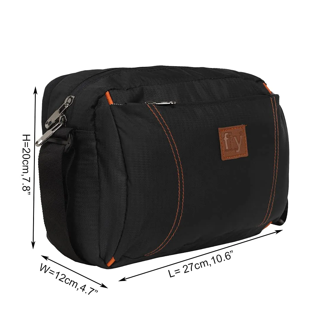 Fly Fashion Nylon Sling Bag for Men Cross Body Travel Office Business Messenger one Side Shoulder Bag for Men and Women - Black