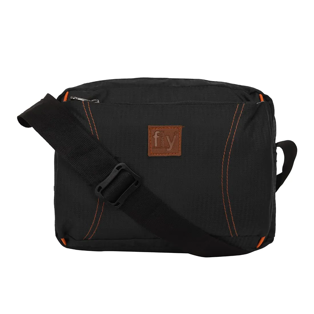 Fly Fashion Nylon Sling Bag for Men Cross Body Travel Office Business Messenger one Side Shoulder Bag for Men and Women - Black