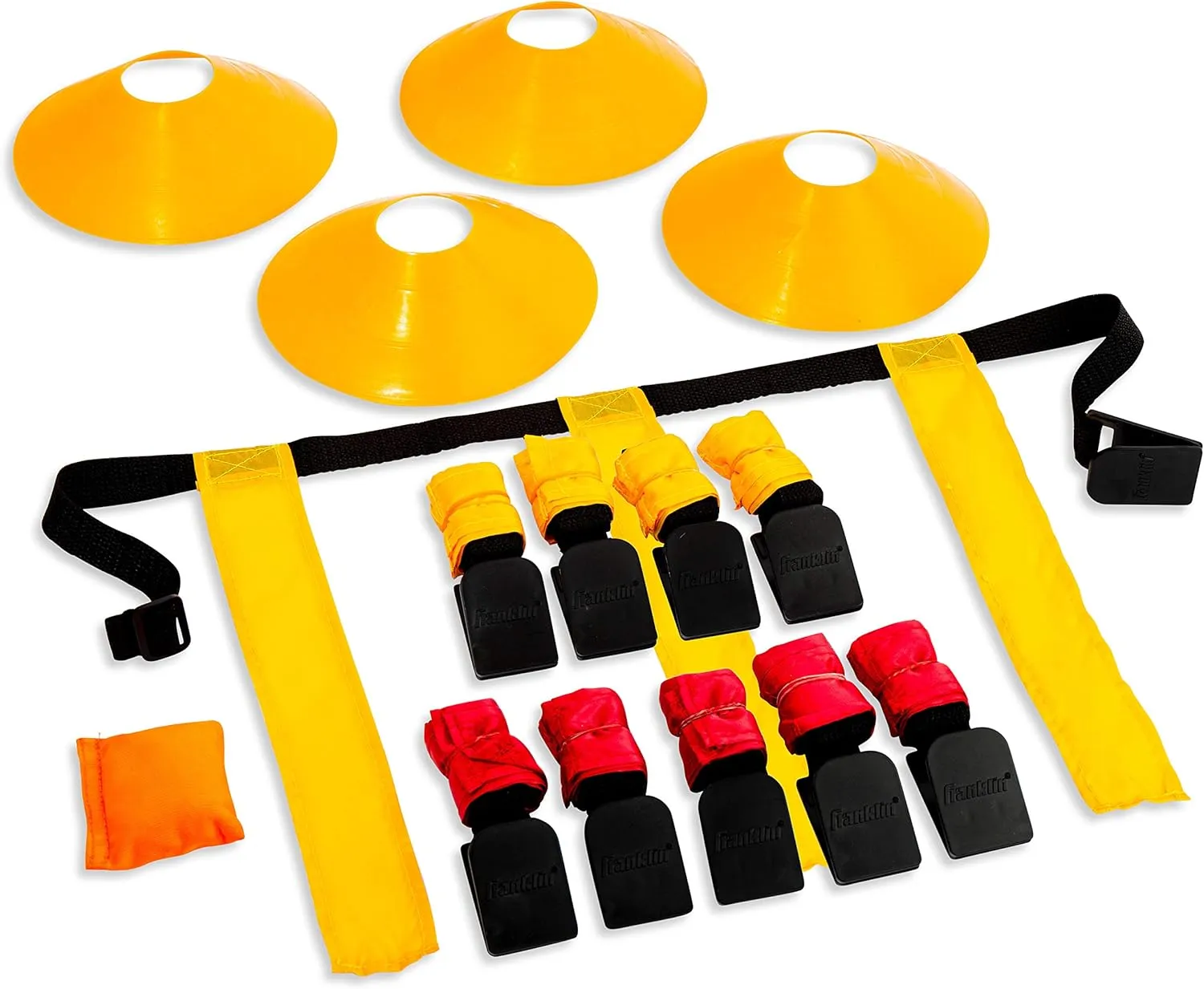 Franklin Sports Flag Football Set - 10 Player Flag Football Belts for Adult   Youth - Equipment Cones   Field Marker Included - 5 v 5 Set