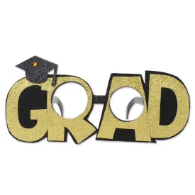 Glittered Grad Graduation Party Glasses (3/Pk)