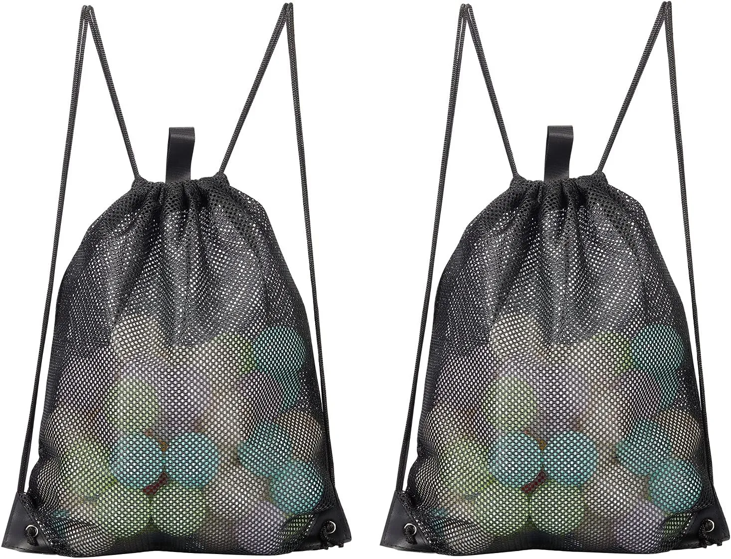HAOGUAGUA 2-PACK Mesh Drawstring Bag, Mesh String Bag for Gym Laundry Seashell and Beach finds, Mushroom Hunting Bag