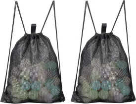 HAOGUAGUA 2-PACK Mesh Drawstring Bag, Mesh String Bag for Gym Laundry Seashell and Beach finds, Mushroom Hunting Bag