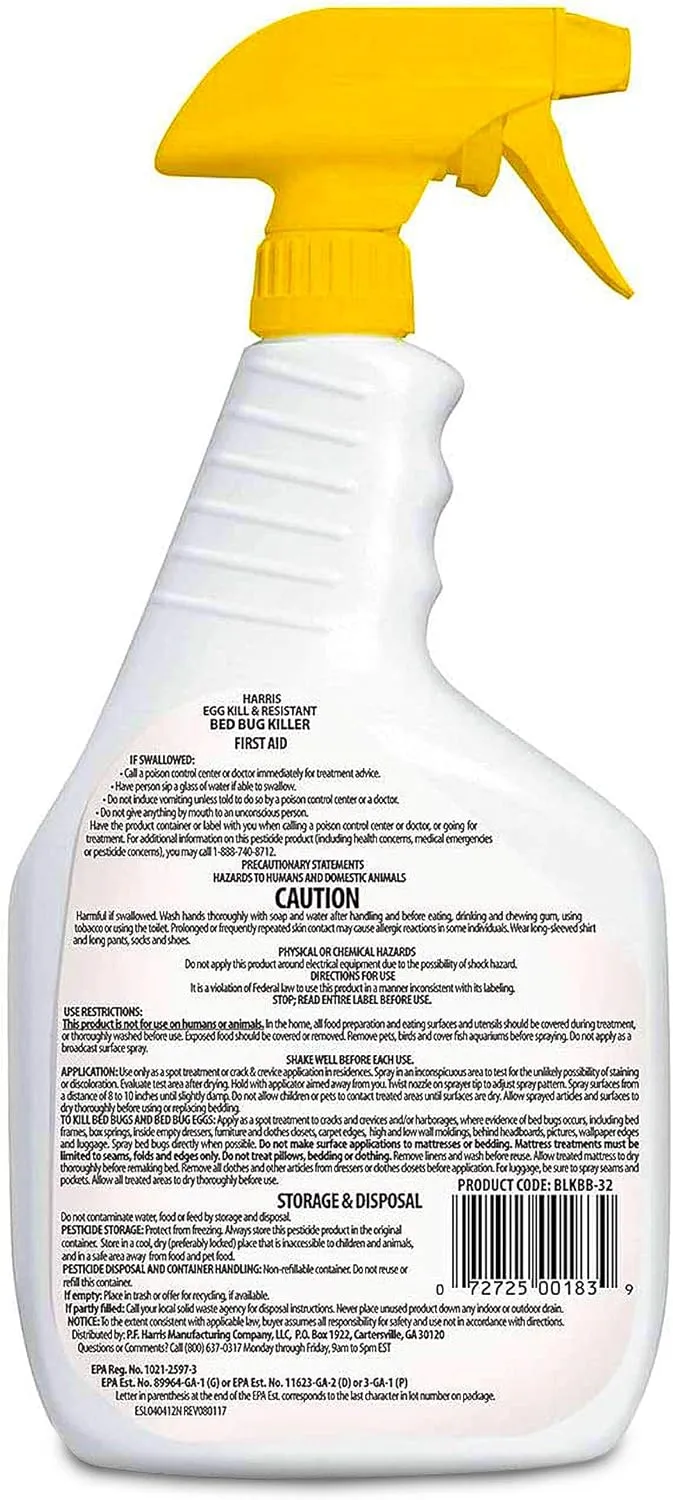HARRIS White Label Bed Bug Killer, Liquid Spray with Odorless and Non-Staining Extended Residual Kill Formula (32oz)