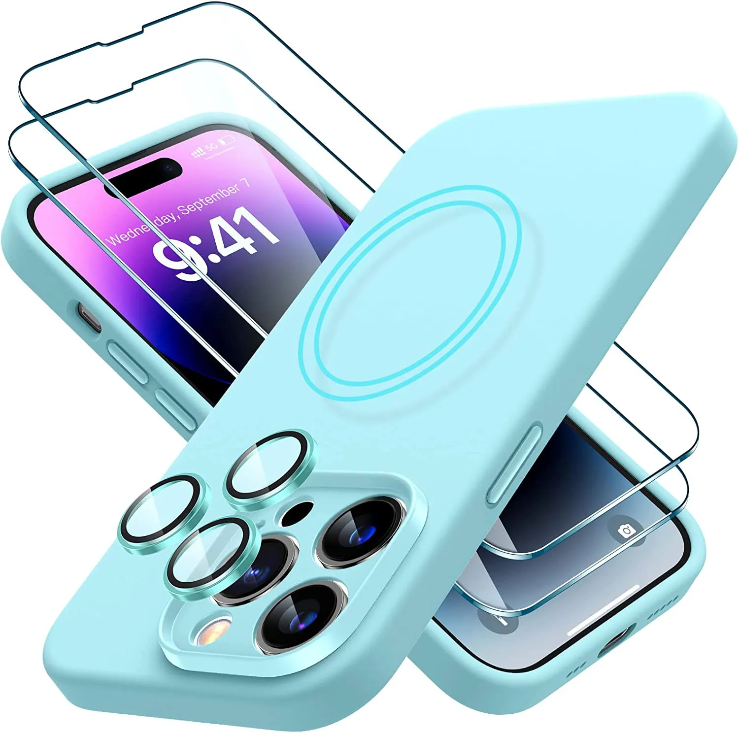 iPhone 14 Pro Case 2 Pack Tempered Glass Screen Protector Compatible Caramel