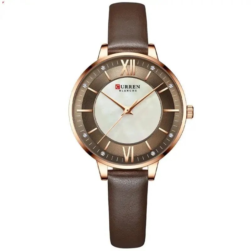 Ladies Watches Fashion Women: Quartz Waterproof Watch With Leather Strap | Stylish 35mm Dial