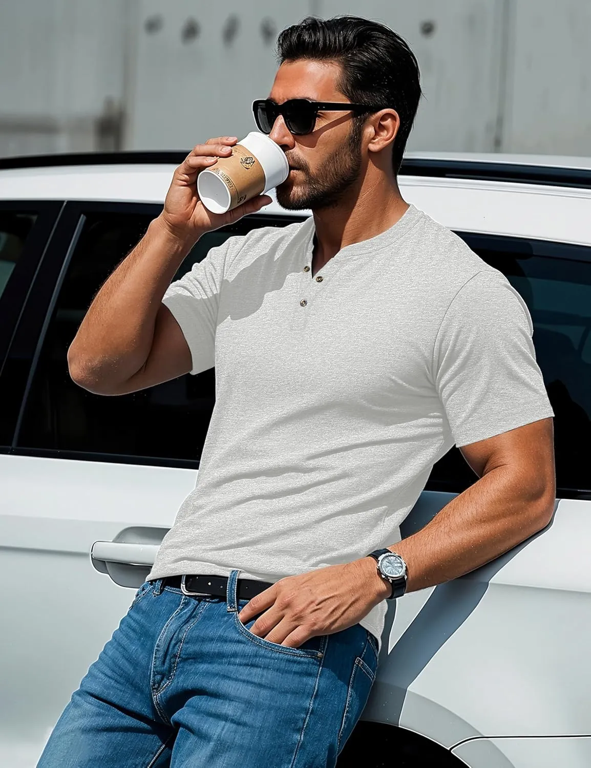 MAGCOMSEN Men's Henley Short Sleeve Shirt Cotton Lightweight 3 Button Tops Vintage Casual Summer Shirt Soft Fashion