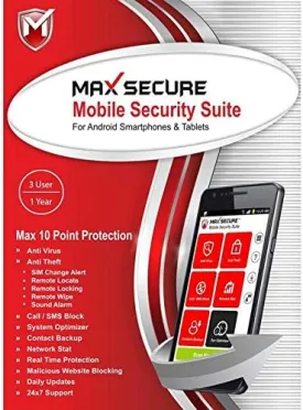 Max Secure Mobile Security Suite for Android 2019 | Total Security | Internet Security | Antivirus | 3 User | 1 Year [PC Online code]