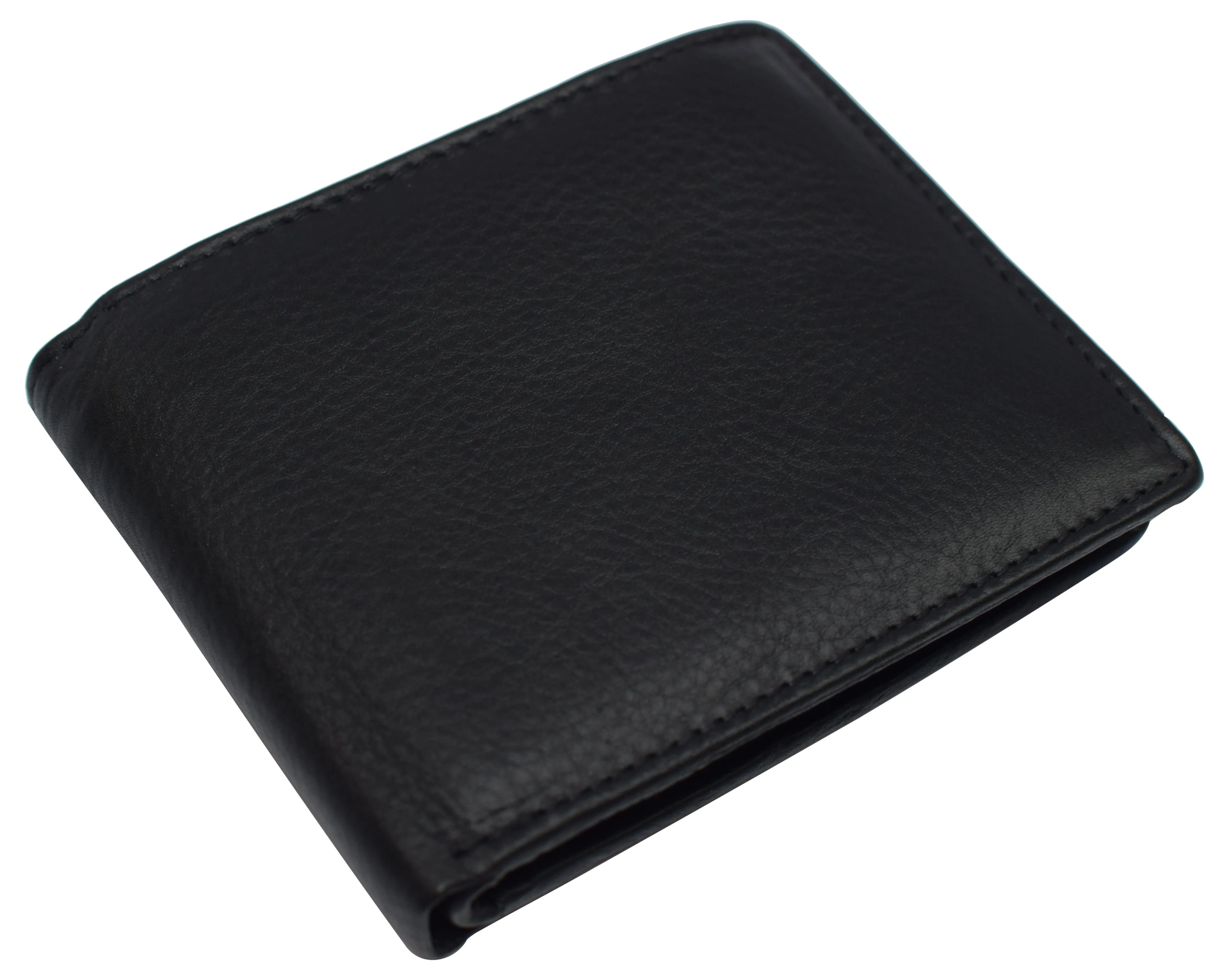 Mens Leather Multi Card Bifold with Double Flip-up 3 Id Windows RFID Blocking