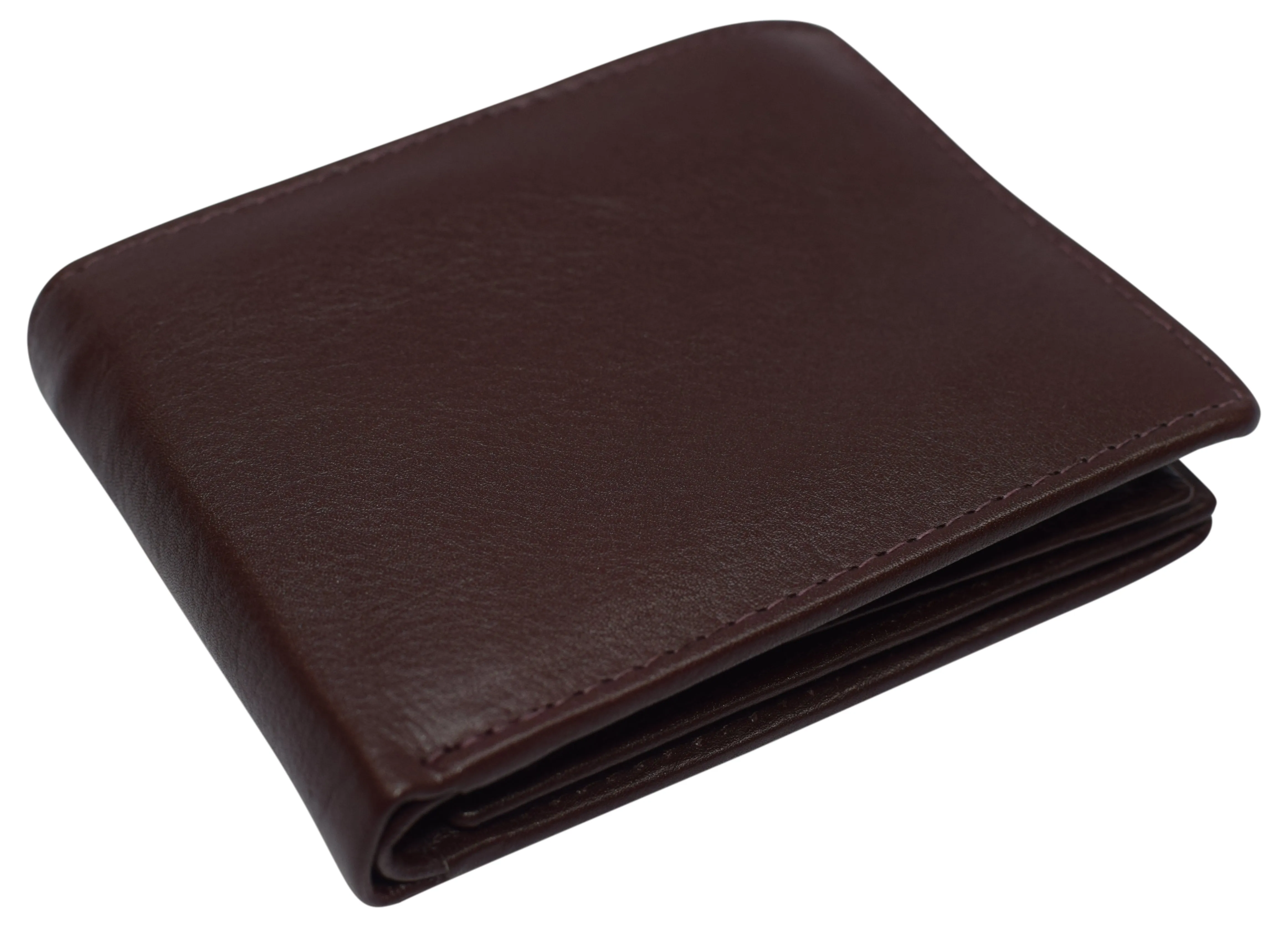 Mens Leather Multi Card Bifold with Double Flip-up 3 Id Windows RFID Blocking