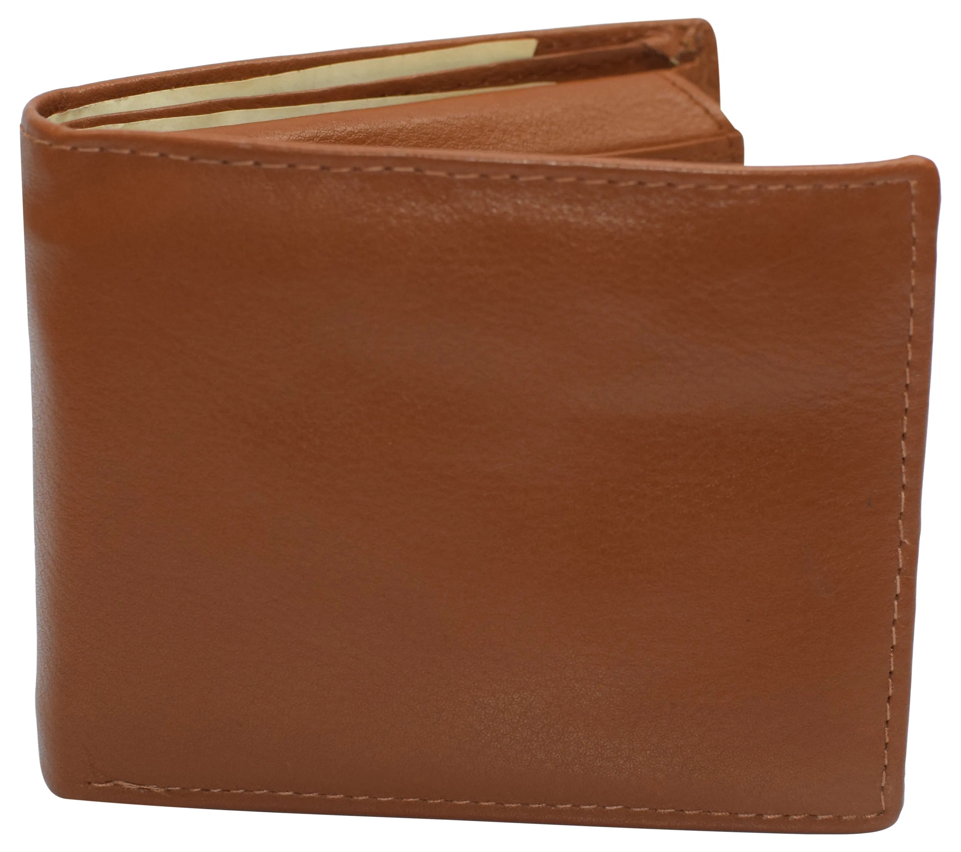 Mens Leather Multi Card Bifold with Double Flip-up 3 Id Windows RFID Blocking