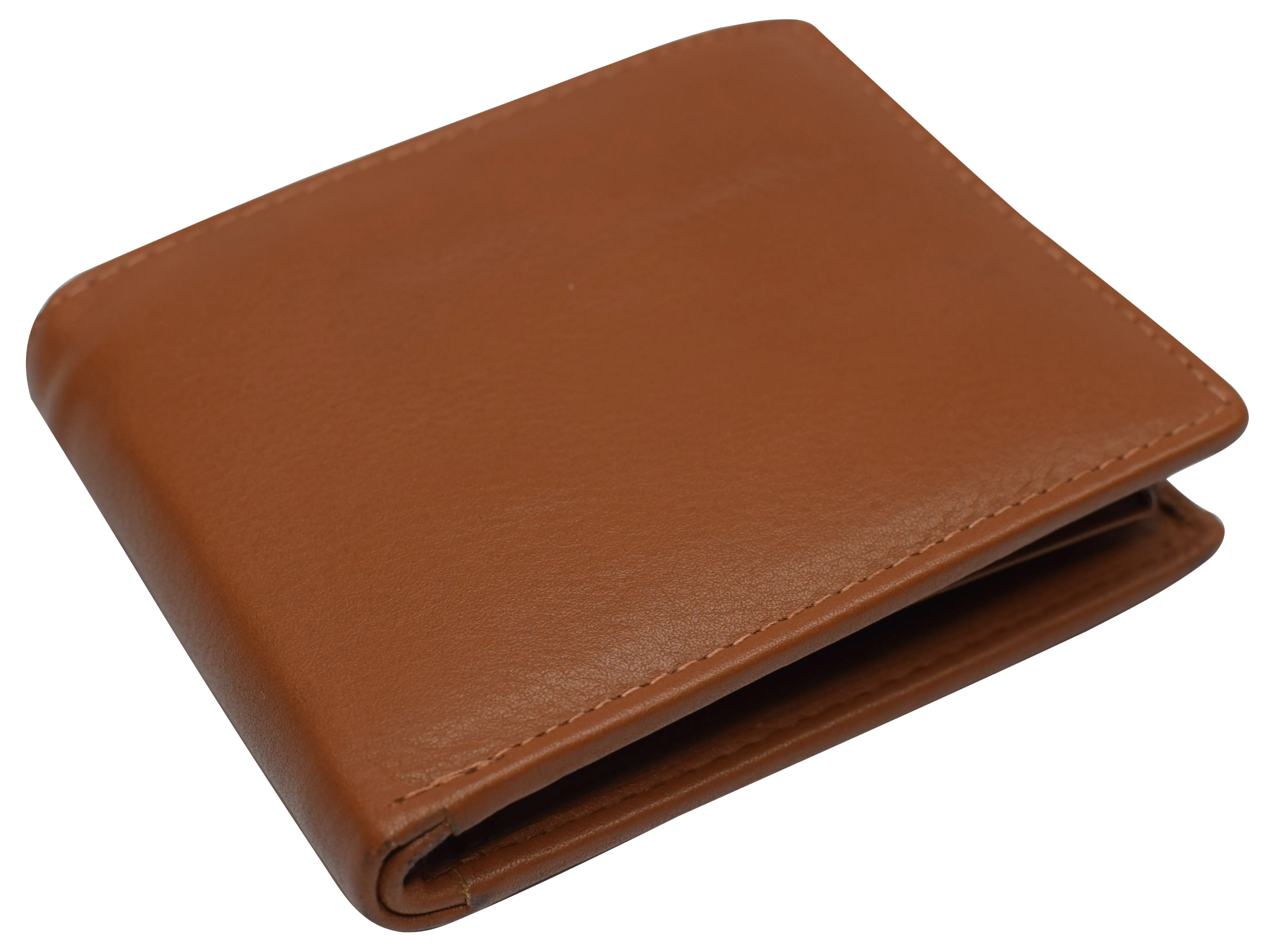 Mens Leather Multi Card Bifold with Double Flip-up 3 Id Windows RFID Blocking