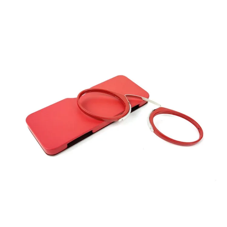 Mini Clip Nose Style Presbyopic Glasses without Temples, Positive Diopters: 1.00(Red)