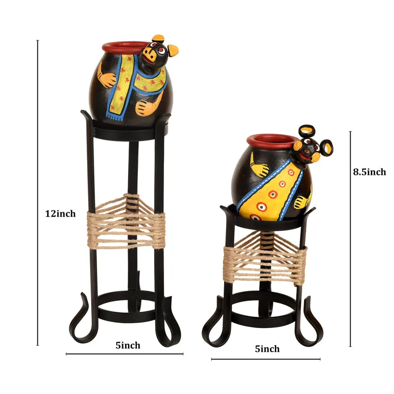 Moose Fun Arsty Vase With Stand - Set Of Two