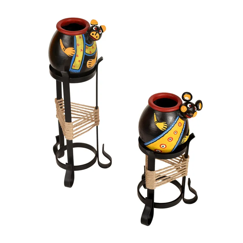 Moose Fun Arsty Vase With Stand - Set Of Two