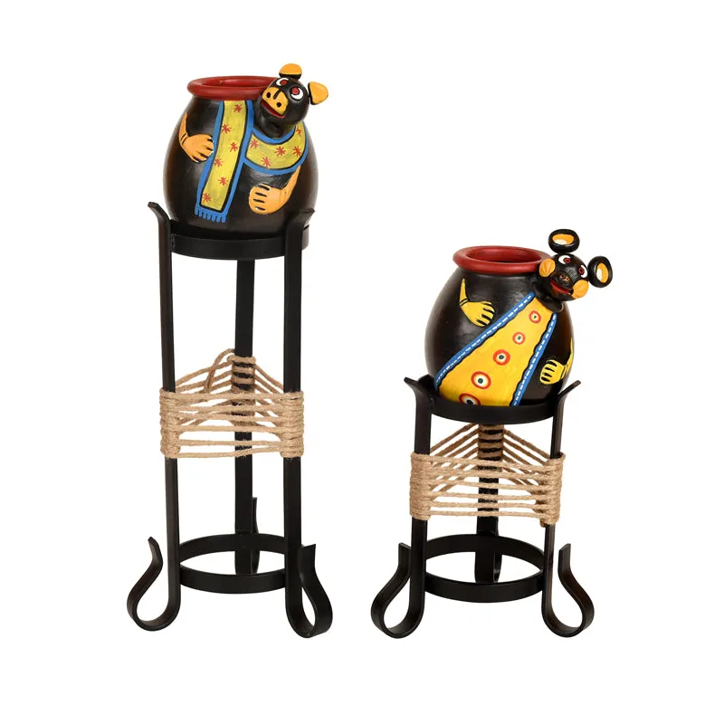 Moose Fun Arsty Vase With Stand - Set Of Two