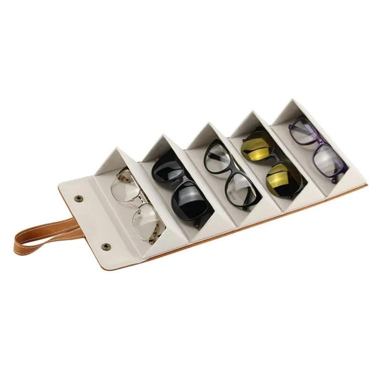 Multifunctional Jewelry Glasses Storage Box Small Grain PU Leather Handmade Glasses Case,Model: L6400 (Black)