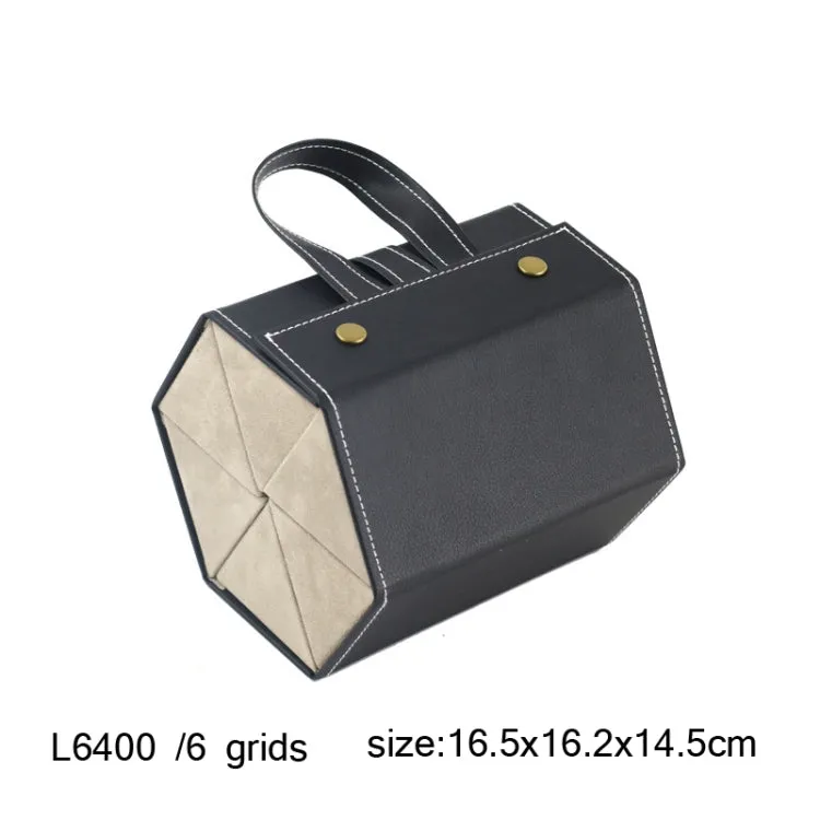 Multifunctional Jewelry Glasses Storage Box Small Grain PU Leather Handmade Glasses Case,Model: L6400 (Black)