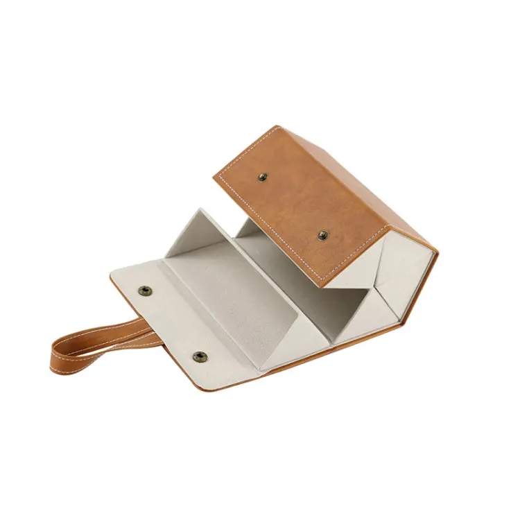 Multifunctional Jewelry Glasses Storage Box Small Grain PU Leather Handmade Glasses Case,Model: L6400 (Black)
