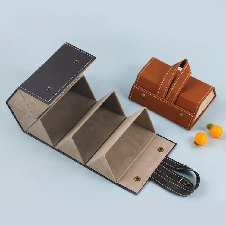 Multifunctional Jewelry Glasses Storage Box Small Grain PU Leather Handmade Glasses Case,Model: L6400 (Black)