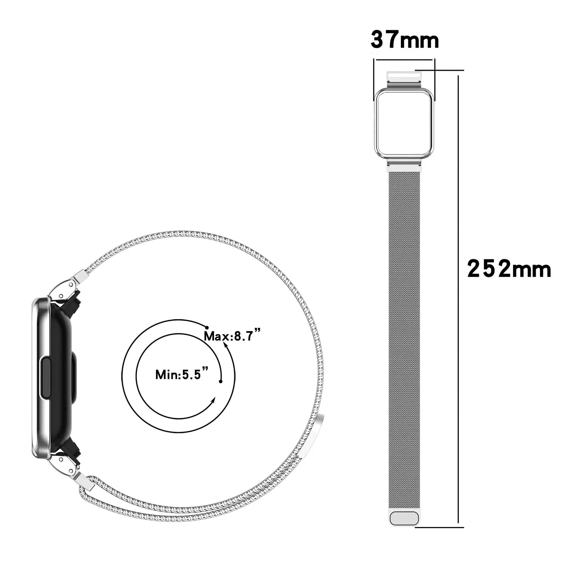 O Ozone - Redmi Watch 2 Lite /Xiaomi Mi Watch 2 Lite | Milanese Stainless Steel Band- Black