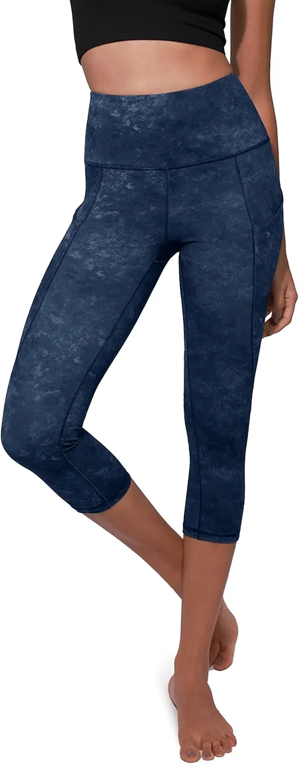 ODODOS Women's High Waisted Yoga Capris with Pockets, Tummy Control Non See Through Workout Athletic Running Capri Leggings