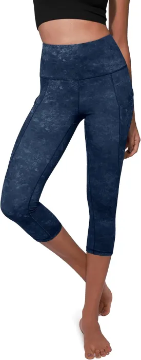 ODODOS Women's High Waisted Yoga Capris with Pockets, Tummy Control Non See Through Workout Athletic Running Capri Leggings