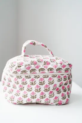 Oksana Patchwork Make Up Bag - White