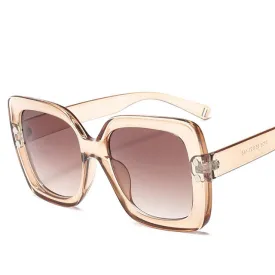 Oversized Sunglasses Women Luxury Transparent Gradient Sun Glasses Big Frame Vintage Eyewear UV400 Glasses(Brown)
