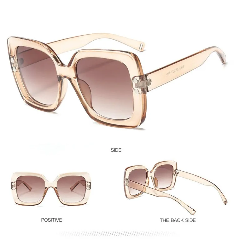 Oversized Sunglasses Women Luxury Transparent Gradient Sun Glasses Big Frame Vintage Eyewear UV400 Glasses(Brown)