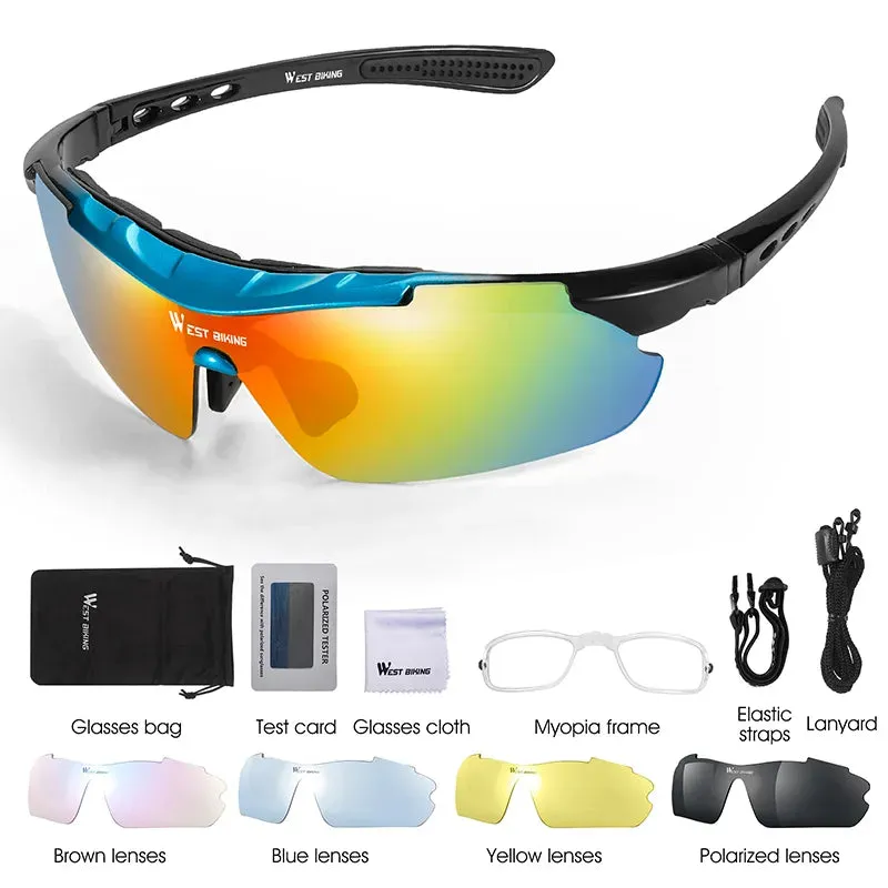 Polarized Cycling Glasses UV400 Windproof MTB Road Bike Goggles 5 Lenses Set Men Women Sports Eyewear Sunglasses