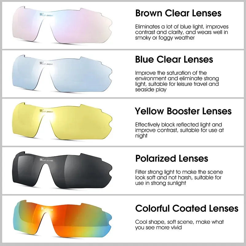 Polarized Cycling Glasses UV400 Windproof MTB Road Bike Goggles 5 Lenses Set Men Women Sports Eyewear Sunglasses