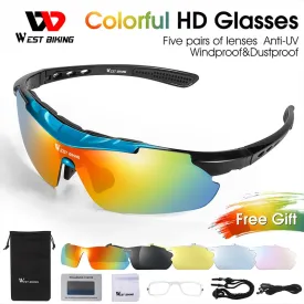 Polarized Cycling Glasses UV400 Windproof MTB Road Bike Goggles 5 Lenses Set Men Women Sports Eyewear Sunglasses