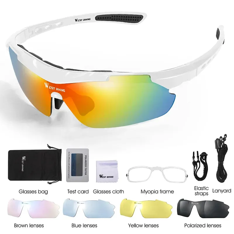 Polarized Cycling Glasses UV400 Windproof MTB Road Bike Goggles 5 Lenses Set Men Women Sports Eyewear Sunglasses