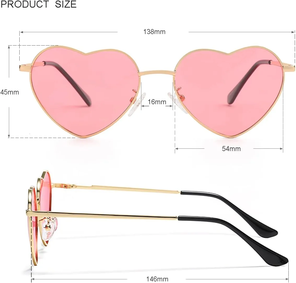 Polarized Heart Shaped Sunglasses for Women Metal Frame Cute Lovely Glasses 100% UV Protection