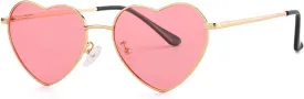 Polarized Heart Shaped Sunglasses for Women Metal Frame Cute Lovely Glasses 100% UV Protection