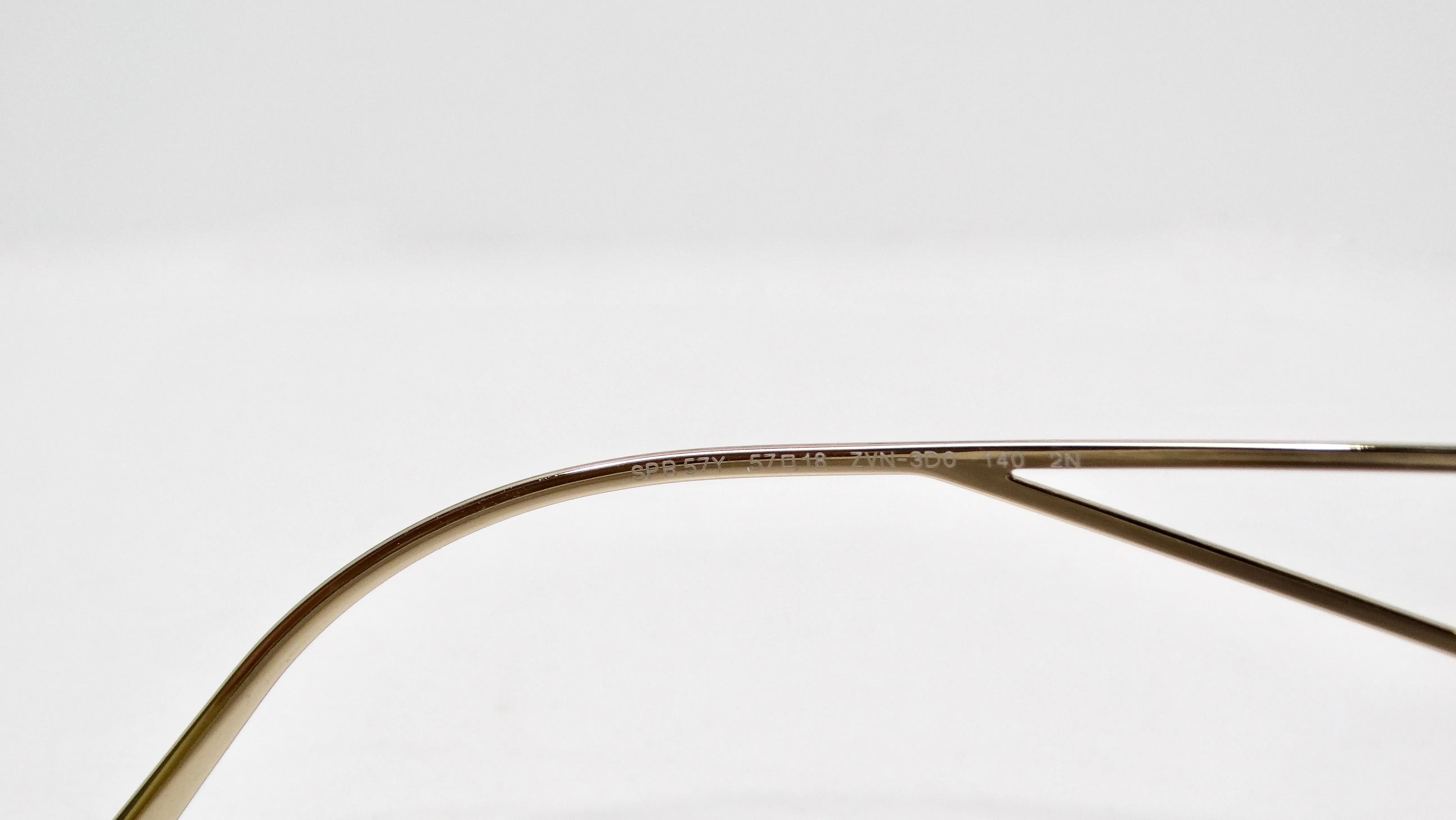 Prada 57Y Gold-Tone Metal Frame Logo Aviator Sunglasses