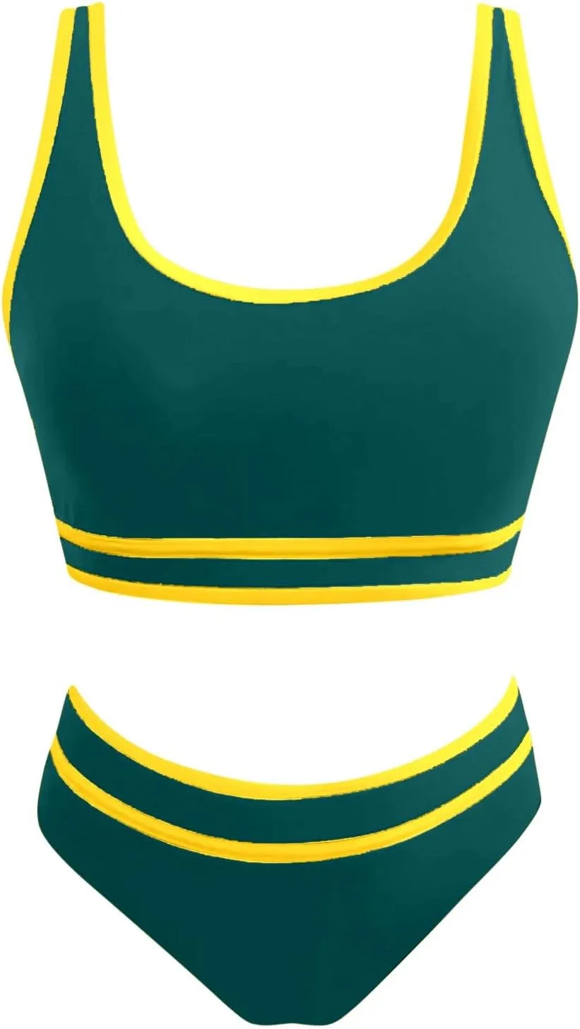 PTOLOCIF Two Piece Swimsuit for Women Tummy Control Bathing Suit Full Coverage Swimwear Two Piece High Waisted Swimsuits