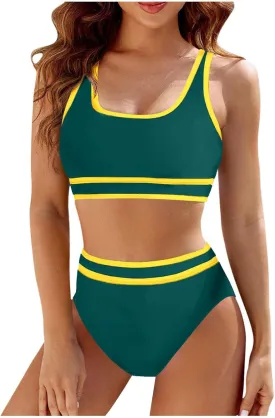 PTOLOCIF Two Piece Swimsuit for Women Tummy Control Bathing Suit Full Coverage Swimwear Two Piece High Waisted Swimsuits