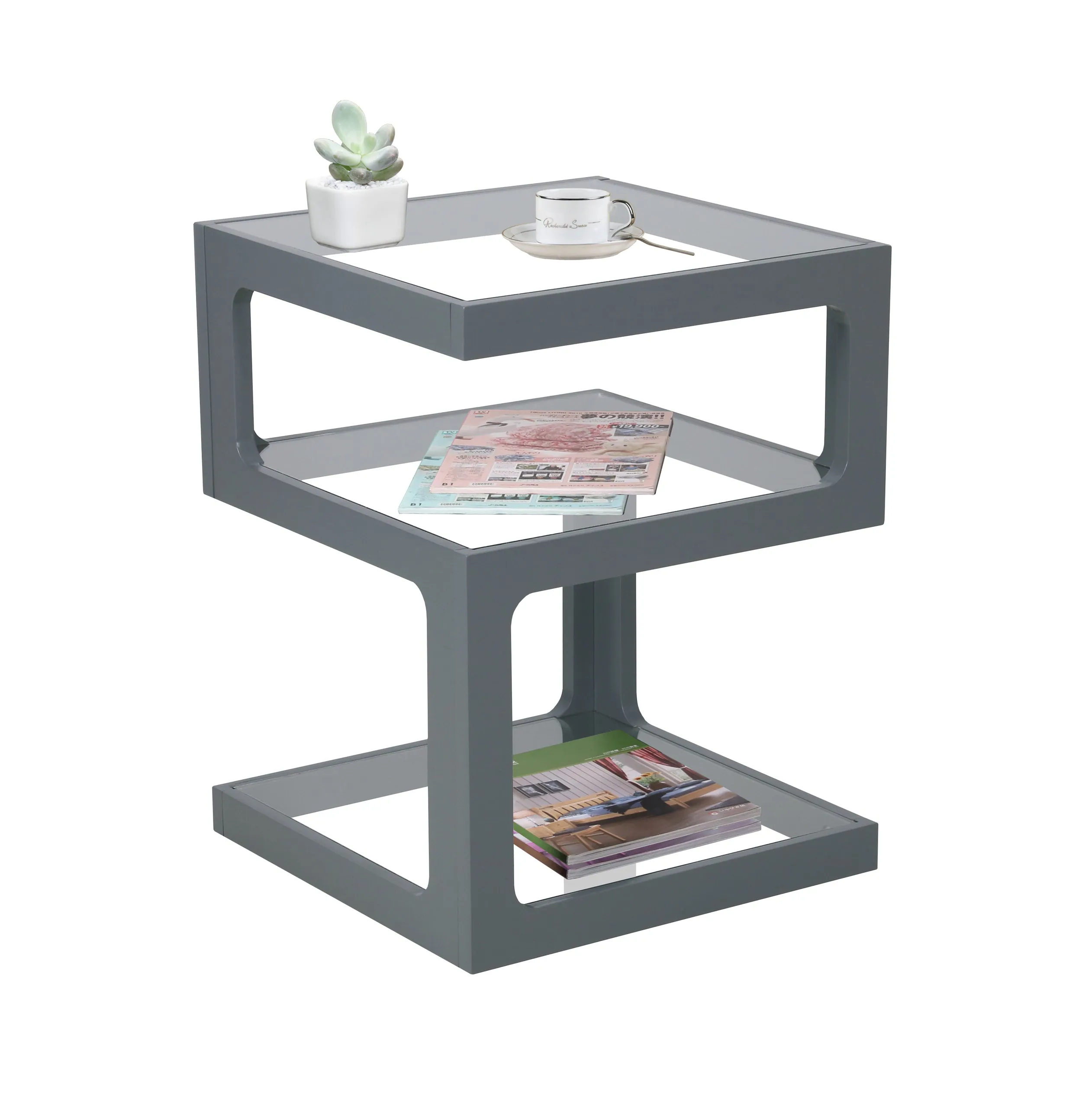 Rossini Triple Level Side Table-Grey