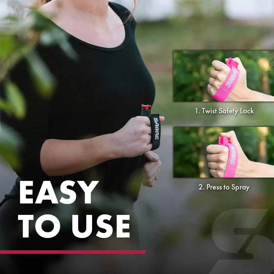 SABRE Runner Pepper Gel, Maximum Police Strength OC Spray, Reflective Hand Strap for Easy Carry & Quick Access, 0.67 fl oz, Secure & Easy to Use Safety, Optional Clip-On Alarm & LED Armband Combos