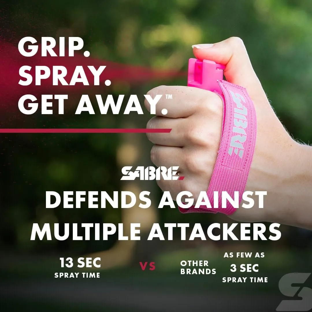 SABRE Runner Pepper Gel, Maximum Police Strength OC Spray, Reflective Hand Strap for Easy Carry & Quick Access, 0.67 fl oz, Secure & Easy to Use Safety, Optional Clip-On Alarm & LED Armband Combos