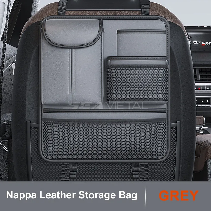 SEAMETAL Car Seat Back Storage Bag Pu Leather Car Organizer Bag Multi-functional Tissue Drink Phone Sunglasses Holder Accessorie