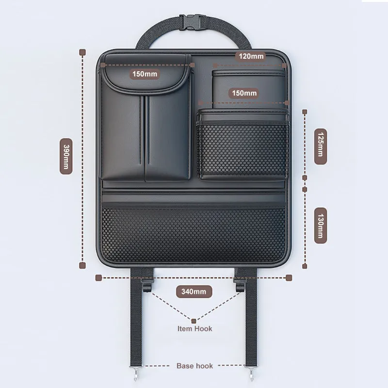 SEAMETAL Car Seat Back Storage Bag Pu Leather Car Organizer Bag Multi-functional Tissue Drink Phone Sunglasses Holder Accessorie