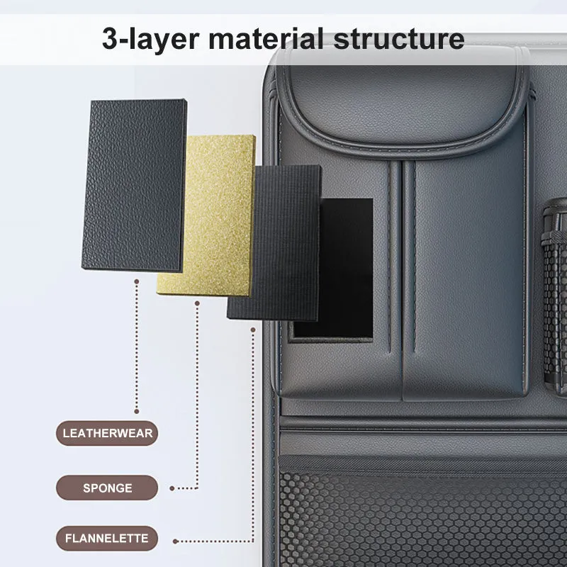 SEAMETAL Car Seat Back Storage Bag Pu Leather Car Organizer Bag Multi-functional Tissue Drink Phone Sunglasses Holder Accessorie