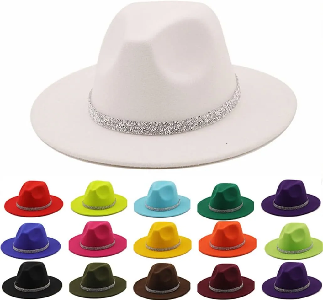Simple Diamonds Band Fedora Hat Unisex Fedora Hats for Women and Men Church Hat Jazz Hat