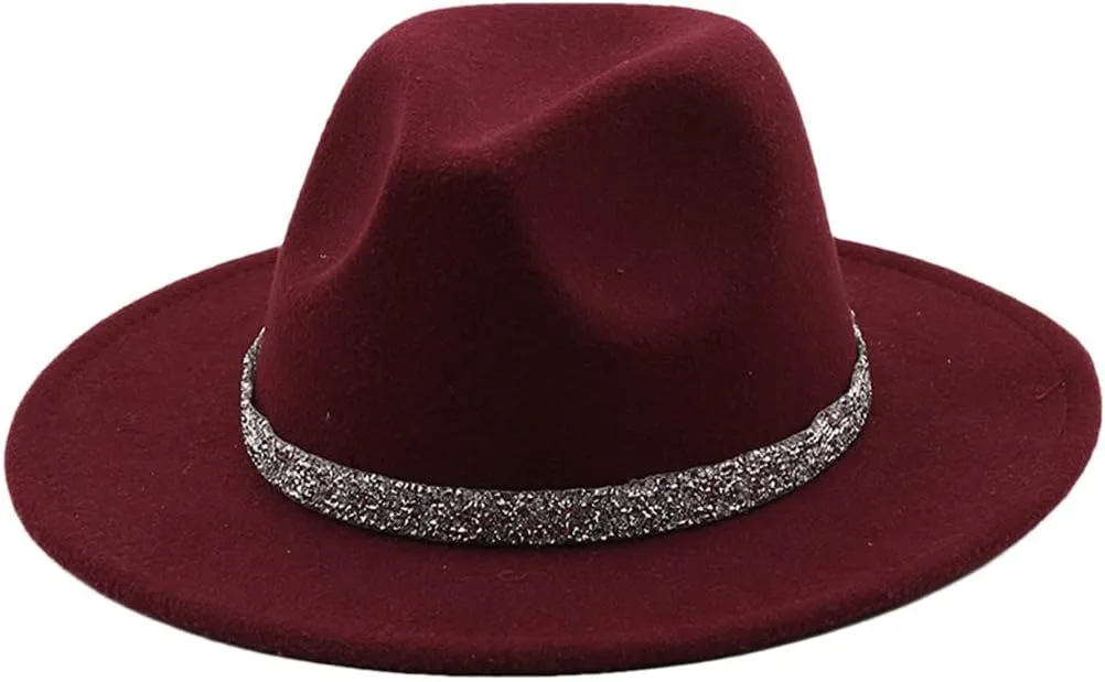 Simple Diamonds Band Fedora Hat Unisex Fedora Hats for Women and Men Church Hat Jazz Hat
