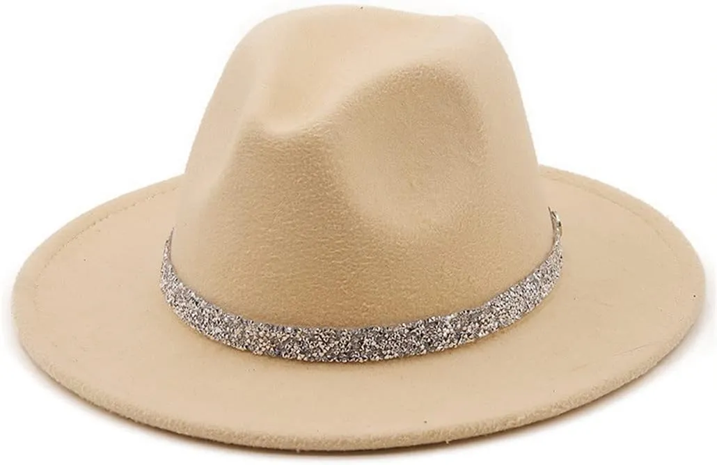 Simple Diamonds Band Fedora Hat Unisex Fedora Hats for Women and Men Church Hat Jazz Hat