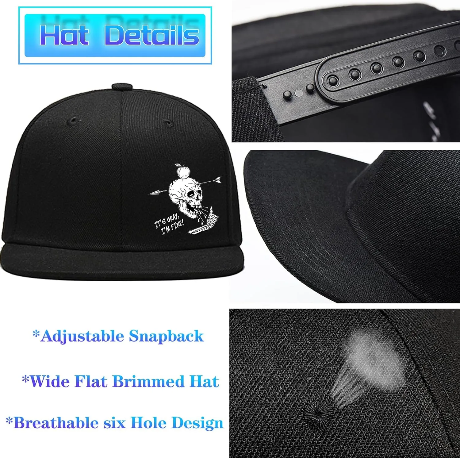 Snapback hat for Men Flat Bill Hats for Men Fitted Baseball Cap Hats