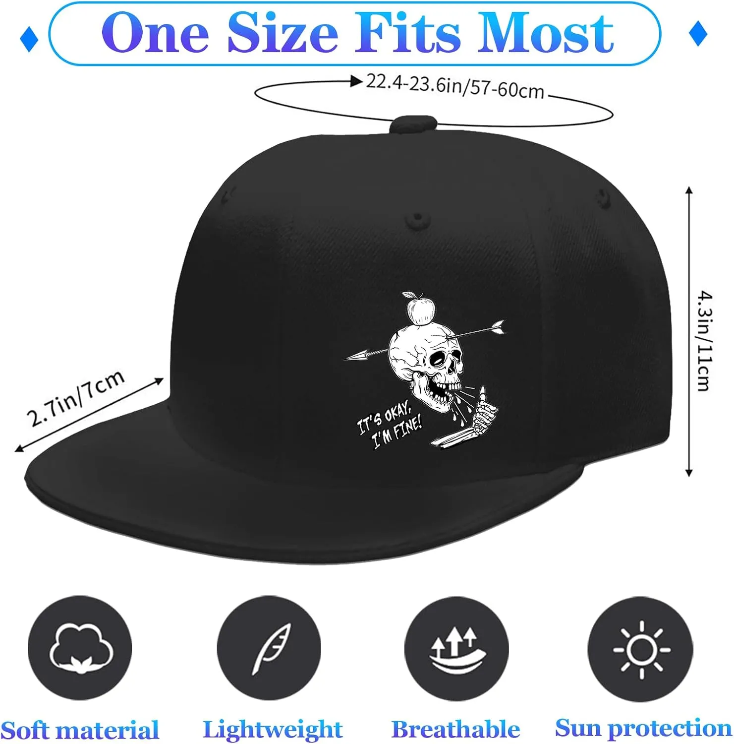 Snapback hat for Men Flat Bill Hats for Men Fitted Baseball Cap Hats